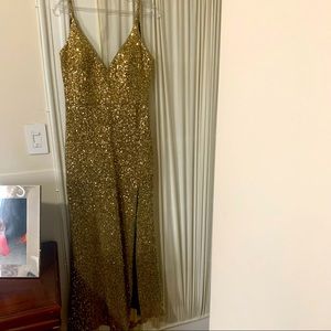 Gold sequins dress , antique gold , perfect for wedding , black tie events .